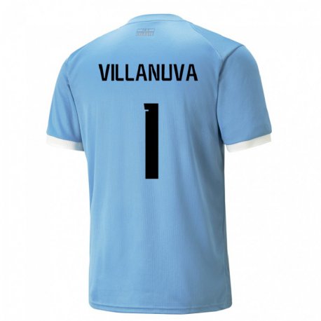 Kandiny Homme Maillot Uruguay Josefina Villanuva #1 Bleu Tenues Domicile 22-24 T-shirt
