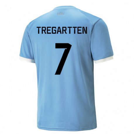 Kandiny Homme Maillot Uruguay Stephanie Tregartten #7 Bleu Tenues Domicile 22-24 T-shirt