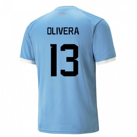 Kandiny Homme Maillot Uruguay Sofia Olivera #13 Bleu Tenues Domicile 22-24 T-shirt