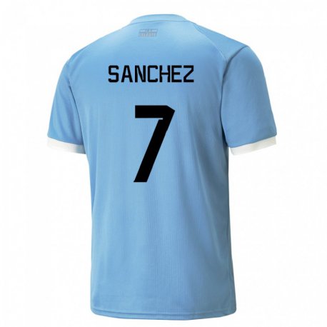 Kandiny Homme Maillot Uruguay Renzo Sanchez #7 Bleu Tenues Domicile 22-24 T-shirt