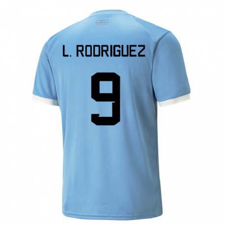 Kandiny Homme Maillot Uruguay Luciano Rodriguez #9 Bleu Tenues Domicile 22-24 T-shirt