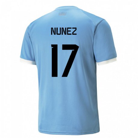 Kandiny Homme Maillot Uruguay Facundo Nunez #17 Bleu Tenues Domicile 22-24 T-shirt