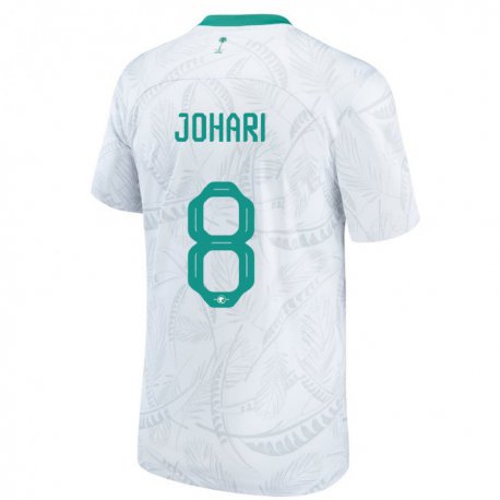 Kandiny Homme Maillot Arabie Saoudite Layan Johari #8 Blanc Tenues Domicile 22-24 T-shirt
