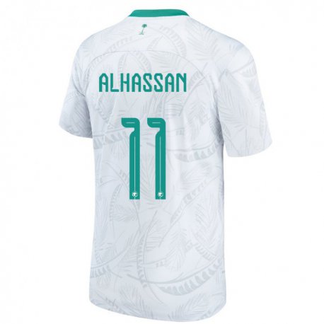 Kandiny Homme Maillot Arabie Saoudite Abbas Alhassan #11 Blanc Tenues Domicile 22-24 T-shirt
