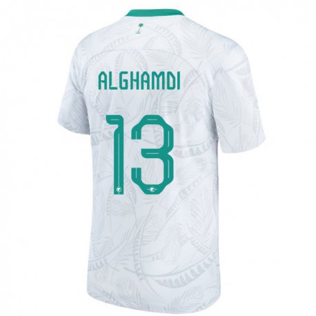 Kandiny Homme Maillot Arabie Saoudite Hazzaa Alghamdi #13 Blanc Tenues Domicile 22-24 T-shirt