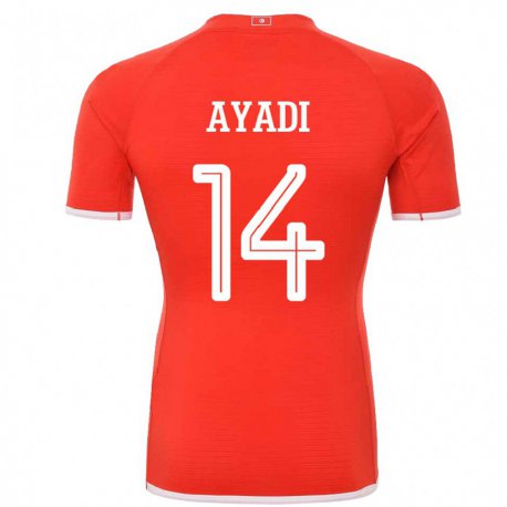 Kandiny Homme Maillot Tunisie Ghada Ayadi #14 Rouge Tenues Domicile 22-24 T-shirt