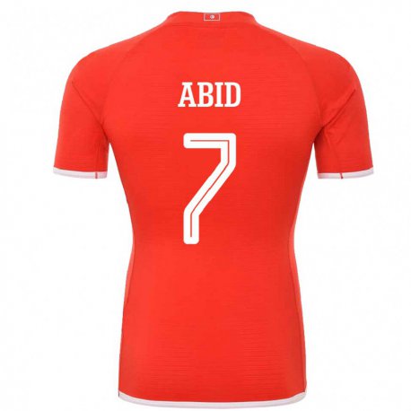Kandiny Homme Maillot Tunisie Aziz Abid #7 Rouge Tenues Domicile 22-24 T-shirt