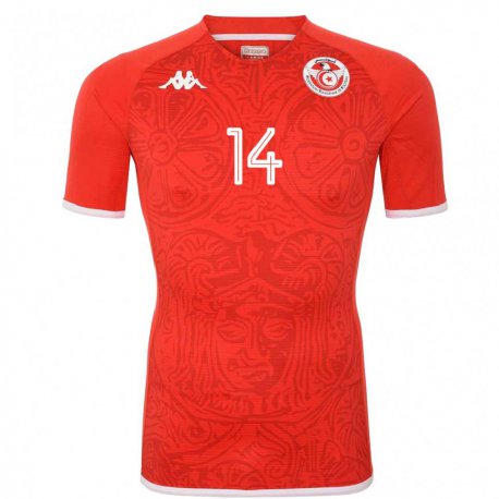 Kandiny Homme Maillot Tunisie Salah Barhoumi #14 Rouge Tenues Domicile 22-24 T-shirt