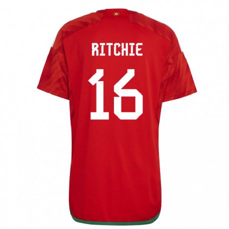 Kandiny Homme Maillot Pays De Galles Amelia Ritchie #16 Rouge Tenues Domicile 22-24 T-shirt
