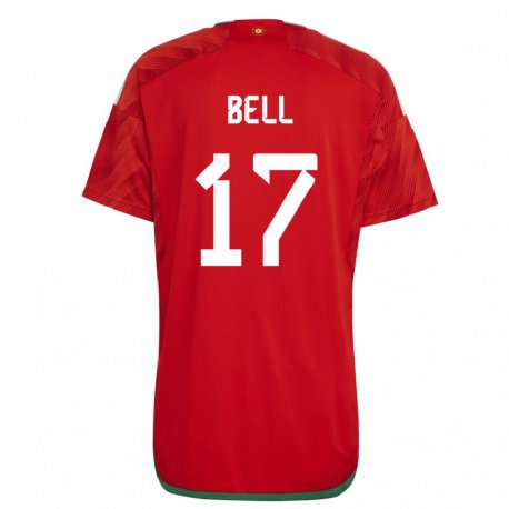 Kandiny Homme Maillot Pays De Galles Zac Bell #17 Rouge Tenues Domicile 22-24 T-shirt