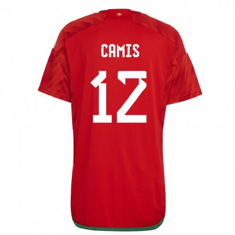 Kandiny Homme Maillot Pays De Galles Oliver Camis #12 Rouge Tenues Domicile 22-24 T-shirt