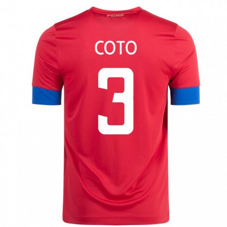Kandiny Homme Maillot Costa Rica Maria Coto #3 Rouge Tenues Domicile 22-24 T-shirt