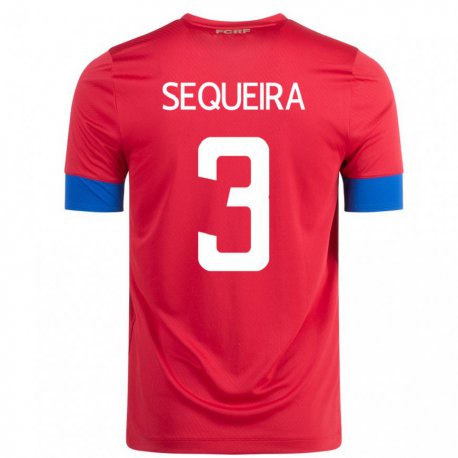 Kandiny Homme Maillot Costa Rica Douglas Sequeira #3 Rouge Tenues Domicile 22-24 T-shirt