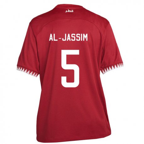 Kandiny Homme Maillot Qatar Dana Al Jassim #5 Bordeaux Tenues Domicile 22-24 T-shirt
