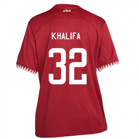 Kandiny Homme Maillot Qatar Duana Khalifa #32 Bordeaux Tenues Domicile 22-24 T-shirt