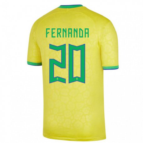 Kandiny Homme Maillot Brésil Fernanda Palermo #20 Jaune Tenues Domicile 22-24 T-shirt