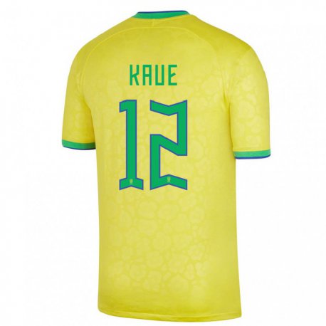 Kandiny Homme Maillot Brésil Kaue #12 Jaune Tenues Domicile 22-24 T-shirt
