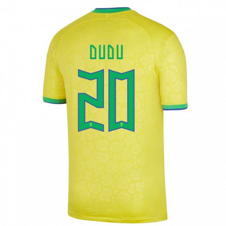 Kandiny Homme Maillot Brésil Dudu #20 Jaune Tenues Domicile 22-24 T-shirt