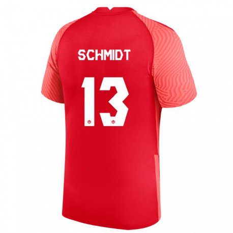 Kandiny Homme Maillot Canada Sophie Schmidt #13 Rouge Tenues Domicile 22-24 T-shirt