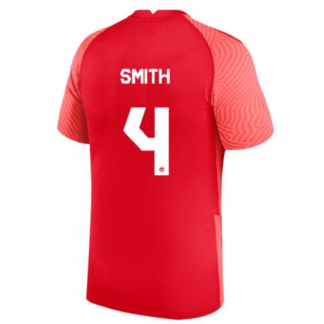 Kandiny Homme Maillot Canada Justin Smith #4 Rouge Tenues Domicile 22-24 T-shirt