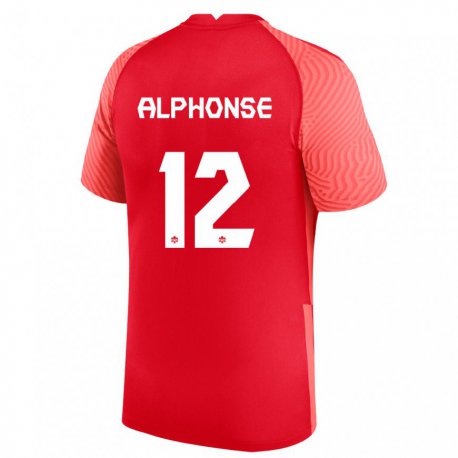 Kandiny Homme Maillot Canada Jefferson Alphonse #12 Rouge Tenues Domicile 22-24 T-shirt