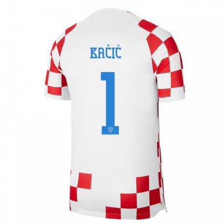 Kandiny Homme Maillot Croatie Doris Bacic #1 Rouge Blanc Tenues Domicile 22-24 T-shirt