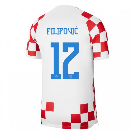 Kandiny Homme Maillot Croatie Ana Filipovic #12 Rouge Blanc Tenues Domicile 22-24 T-shirt