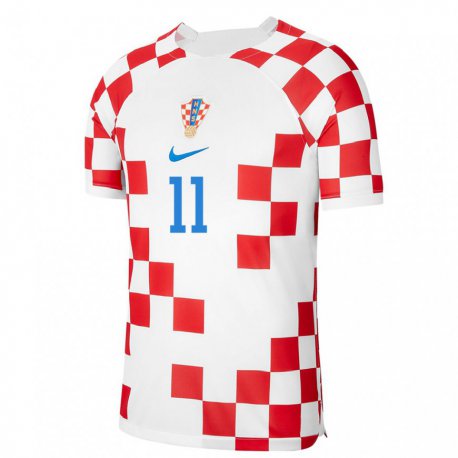 Kandiny Homme Maillot Croatie Michele Sego #11 Rouge Blanc Tenues Domicile 22-24 T-shirt