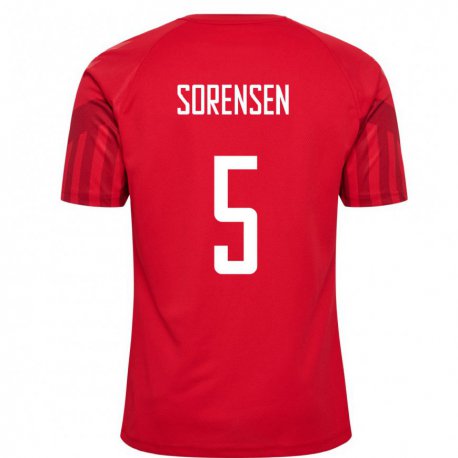 Kandiny Homme Maillot Danemark Simone Boye Sorensen #5 Rouge Tenues Domicile 22-24 T-shirt