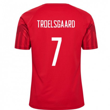Kandiny Homme Maillot Danemark Sanne Troelsgaard #7 Rouge Tenues Domicile 22-24 T-shirt
