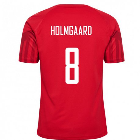 Kandiny Homme Maillot Danemark Sara Holmgaard #8 Rouge Tenues Domicile 22-24 T-shirt