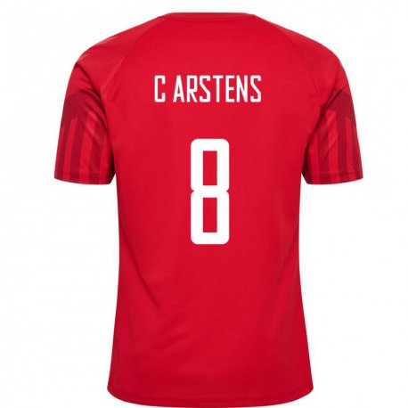 Kandiny Homme Maillot Danemark Signe Carstens #8 Rouge Tenues Domicile 22-24 T-shirt