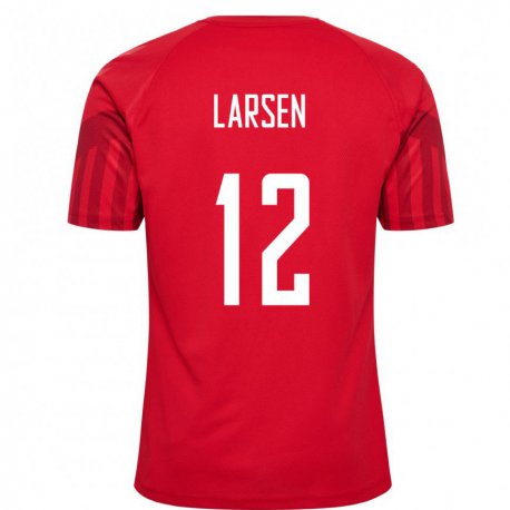 Kandiny Homme Maillot Danemark Stine Larsen #12 Rouge Tenues Domicile 22-24 T-shirt