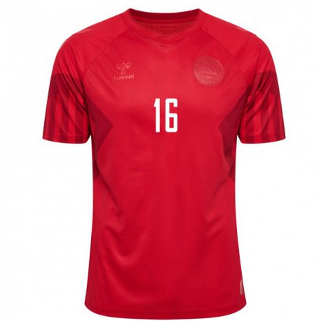 Kandiny Homme Maillot Danemark Alberte Vingum #16 Rouge Tenues Domicile 22-24 T-shirt