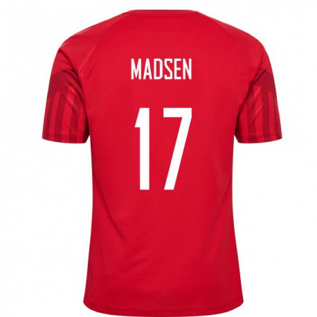 Kandiny Homme Maillot Danemark Rikke Marie Madsen #17 Rouge Tenues Domicile 22-24 T-shirt