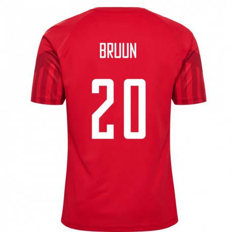 Kandiny Homme Maillot Danemark Signe Bruun #20 Rouge Tenues Domicile 22-24 T-shirt