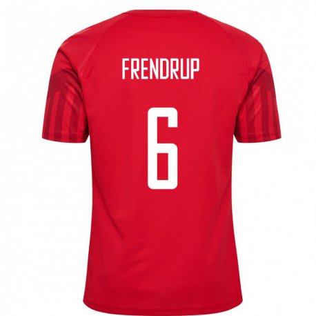 Kandiny Homme Maillot Danemark Morten Frendrup #6 Rouge Tenues Domicile 22-24 T-shirt