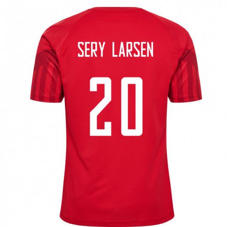 Kandiny Homme Maillot Danemark Japhet Sery Larsen #20 Rouge Tenues Domicile 22-24 T-shirt