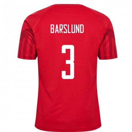 Kandiny Homme Maillot Danemark Kaare Barslund #3 Rouge Tenues Domicile 22-24 T-shirt