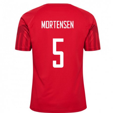Kandiny Homme Maillot Danemark Gustav Mortensen #5 Rouge Tenues Domicile 22-24 T-shirt