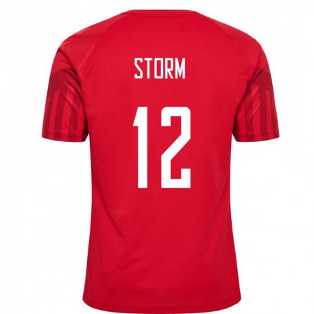 Kandiny Homme Maillot Danemark Tobias Storm #12 Rouge Tenues Domicile 22-24 T-shirt