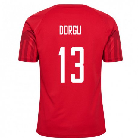 Kandiny Homme Maillot Danemark Patrick Dorgu #13 Rouge Tenues Domicile 22-24 T-shirt