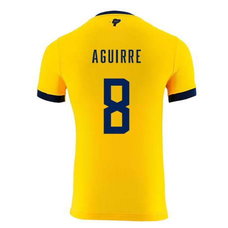 Kandiny Homme Maillot Équateur Marthina Aguirre #8 Jaune Tenues Domicile 22-24 T-shirt