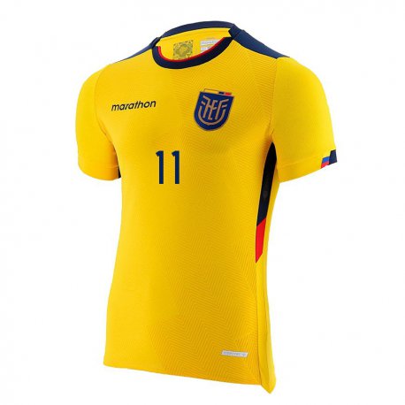 Kandiny Homme Maillot Équateur Ambar Torres #11 Jaune Tenues Domicile 22-24 T-shirt