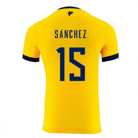 Kandiny Homme Maillot Équateur Juan Sanchez #15 Jaune Tenues Domicile 22-24 T-shirt