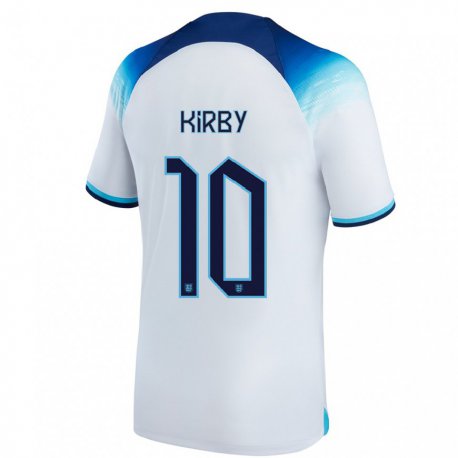 Kandiny Homme Maillot Angleterre Fran Kirby #10 Blanc Bleu  Tenues Domicile 22-24 T-shirt