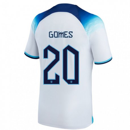 Kandiny Homme Maillot Angleterre Angel Gomes #20 Blanc Bleu  Tenues Domicile 22-24 T-shirt
