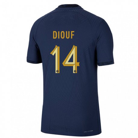 Kandiny Homme Maillot France Andy Diouf #14 Bleu Marine Tenues Domicile 22-24 T-shirt