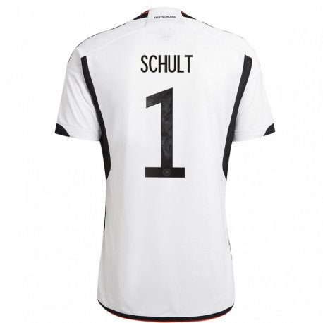 Kandiny Homme Maillot Allemagne Almuth Schult #1 Blanc Noir Tenues Domicile 22-24 T-shirt