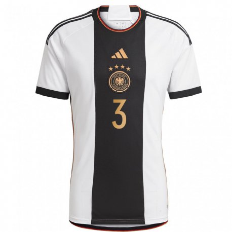 Kandiny Homme Maillot Allemagne Kathrin Hendrich #3 Blanc Noir Tenues Domicile 22-24 T-shirt